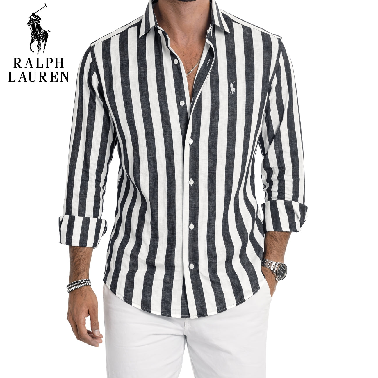 Premium Randig Casual Skjorta