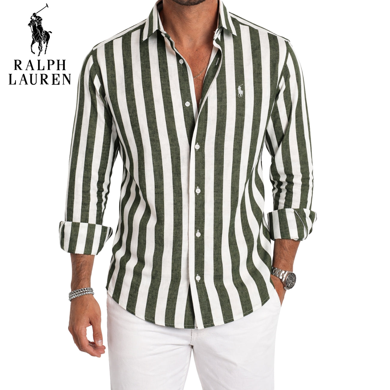 Premium Randig Casual Skjorta
