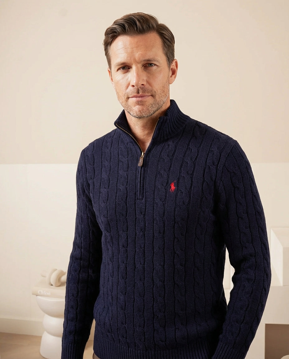 Ralph Lauren Stickad Tröja med Halv Dragkedja