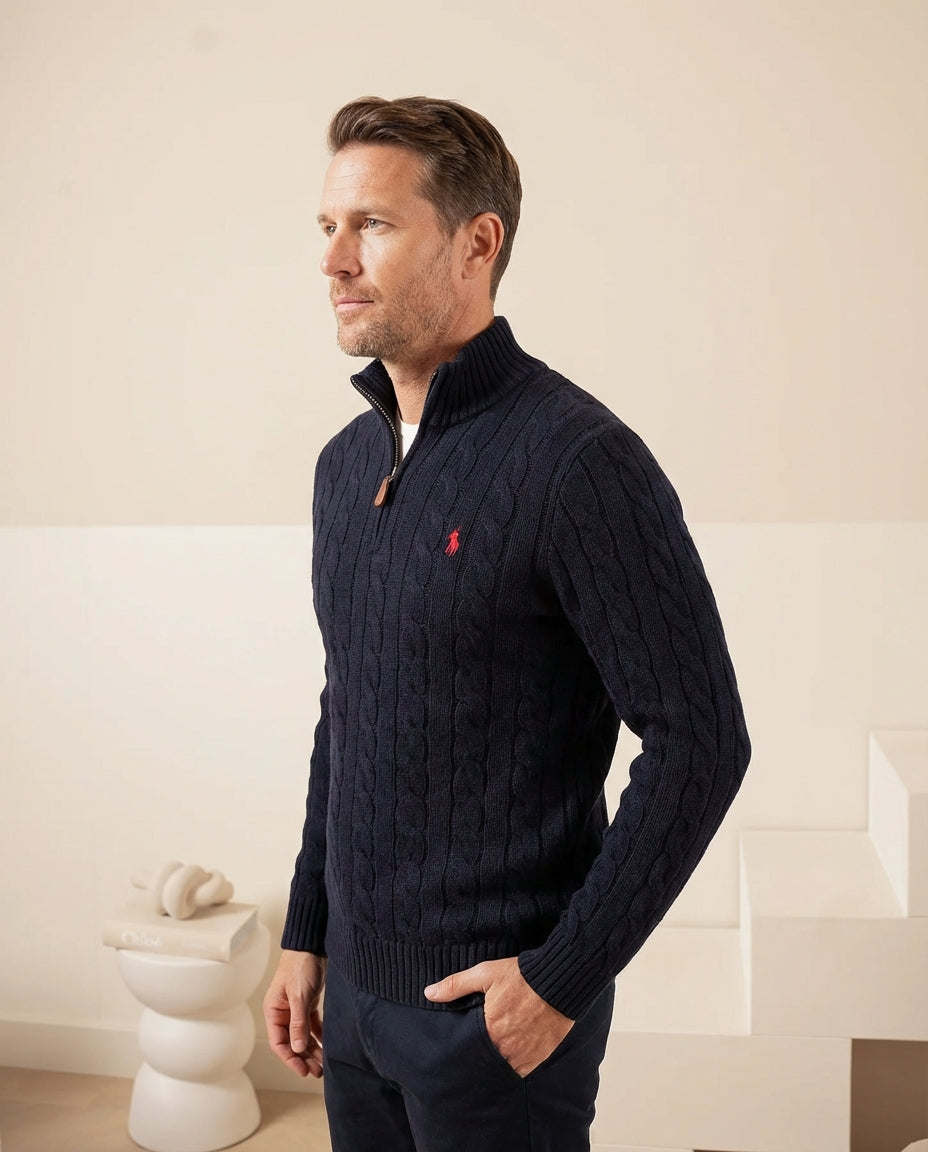 Ralph Lauren Stickad Tröja med Halv Dragkedja