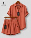 RL™ Dam Premium Linneskjorta &amp; Shorts-set