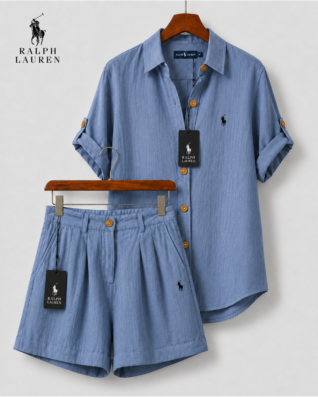 RL™ Dam Premium Linneskjorta &amp; Shorts-set