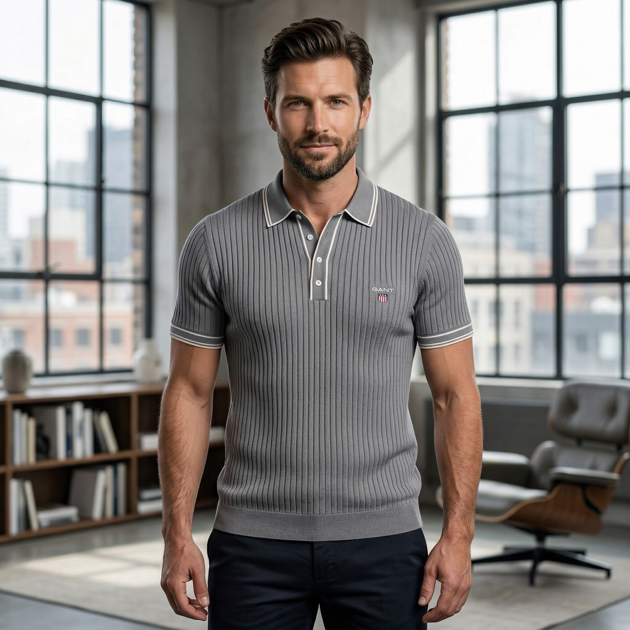 GANT® Ribbstickad Piké