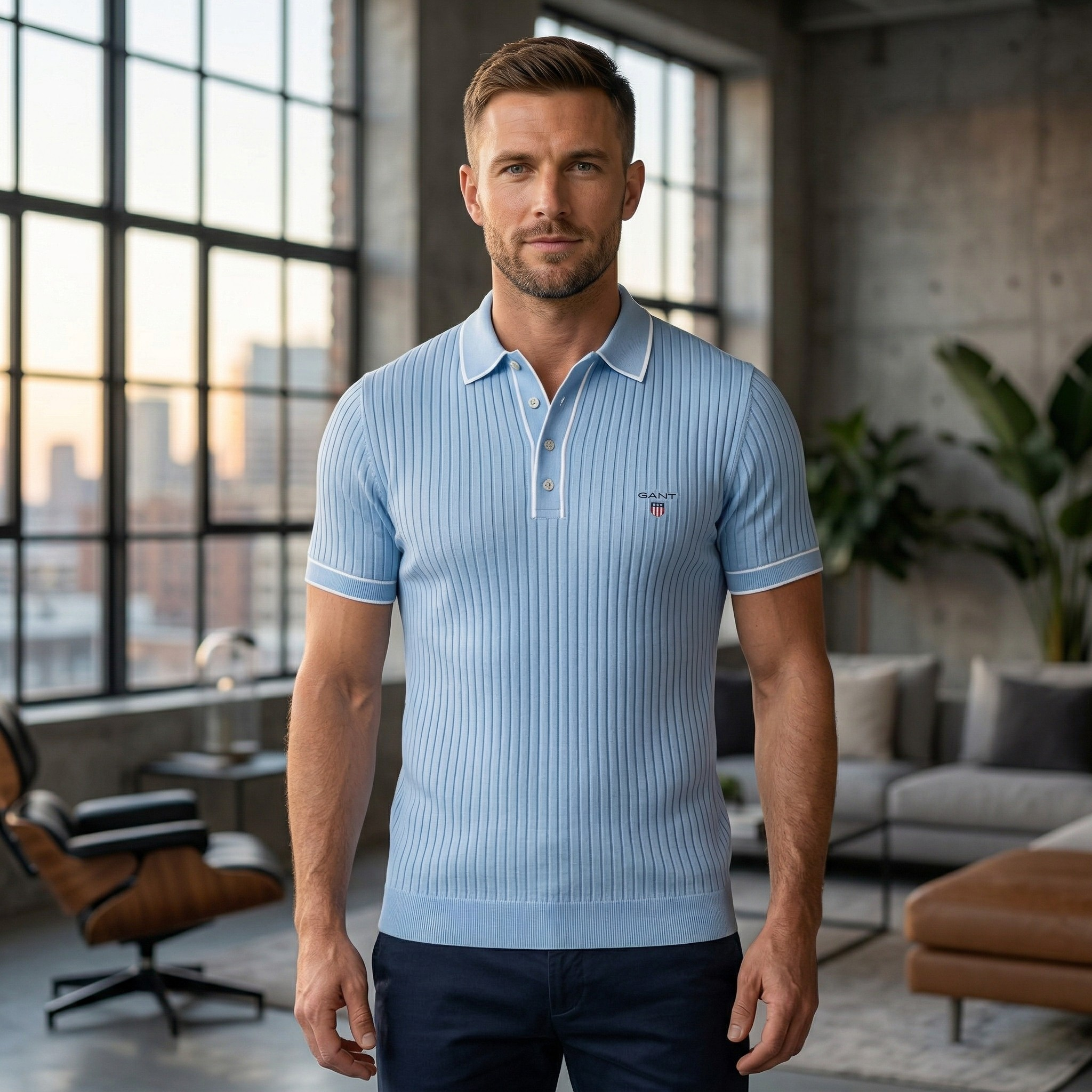 GANT® Ribbstickad Piké