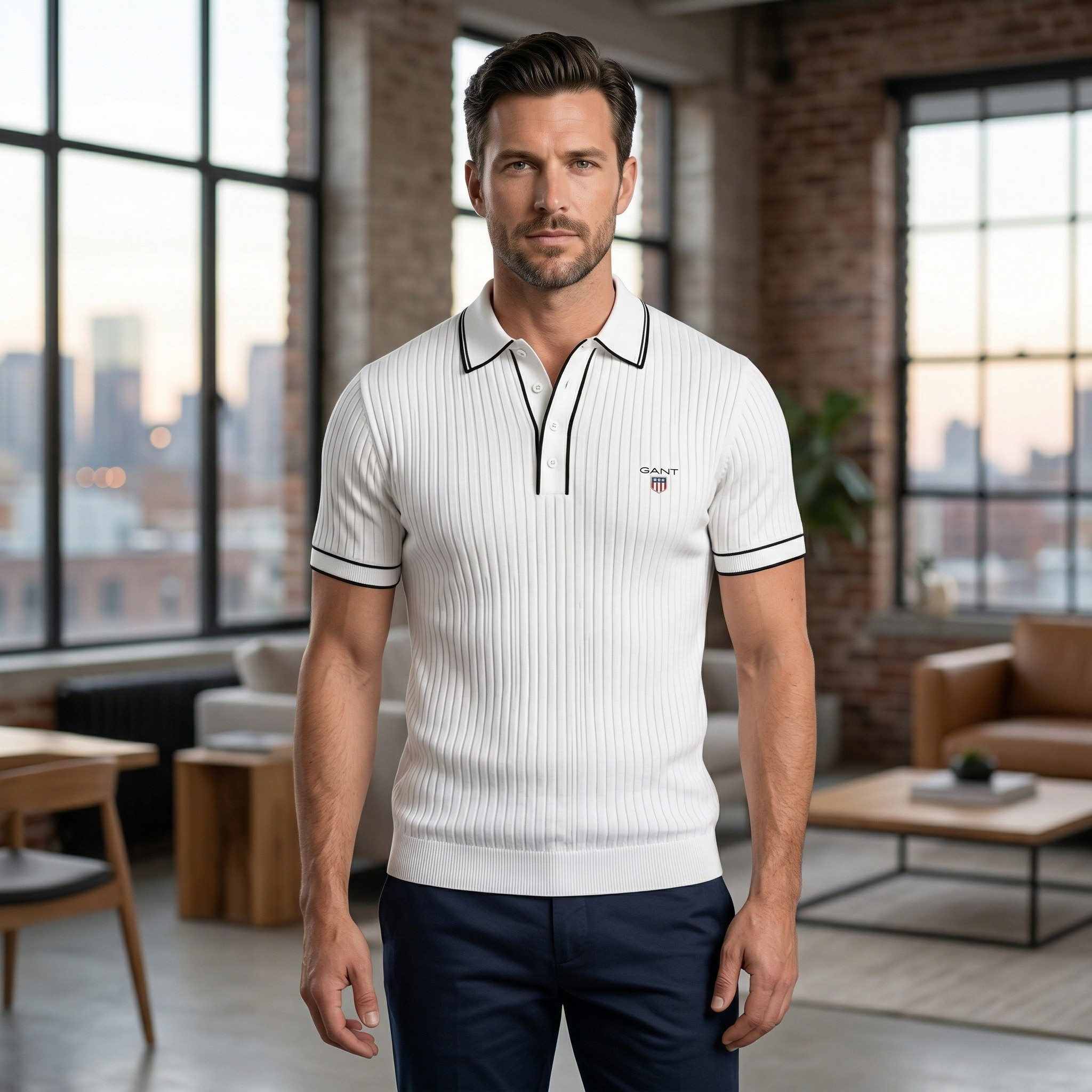 GANT® Ribbstickad Piké