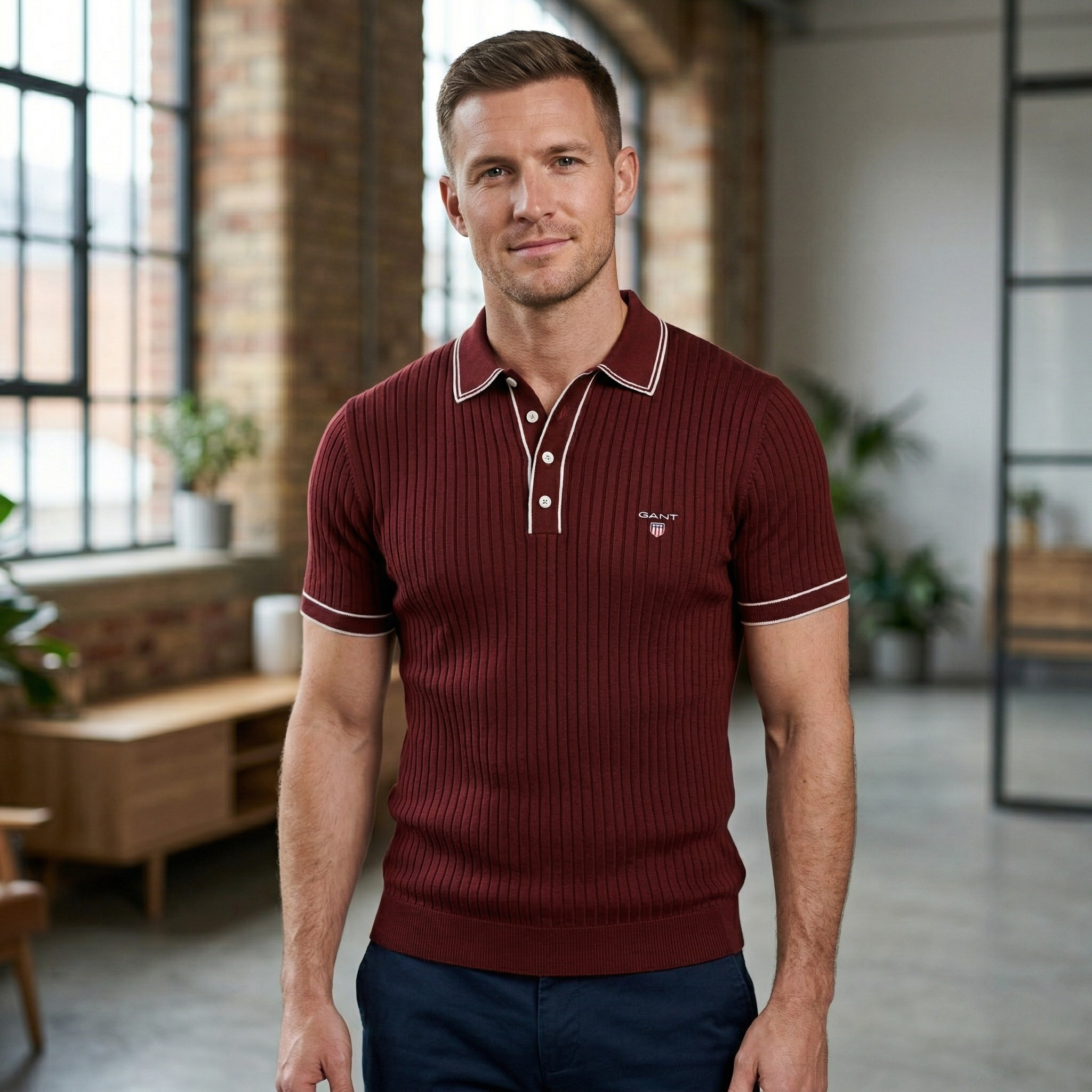GANT® Ribbstickad Piké