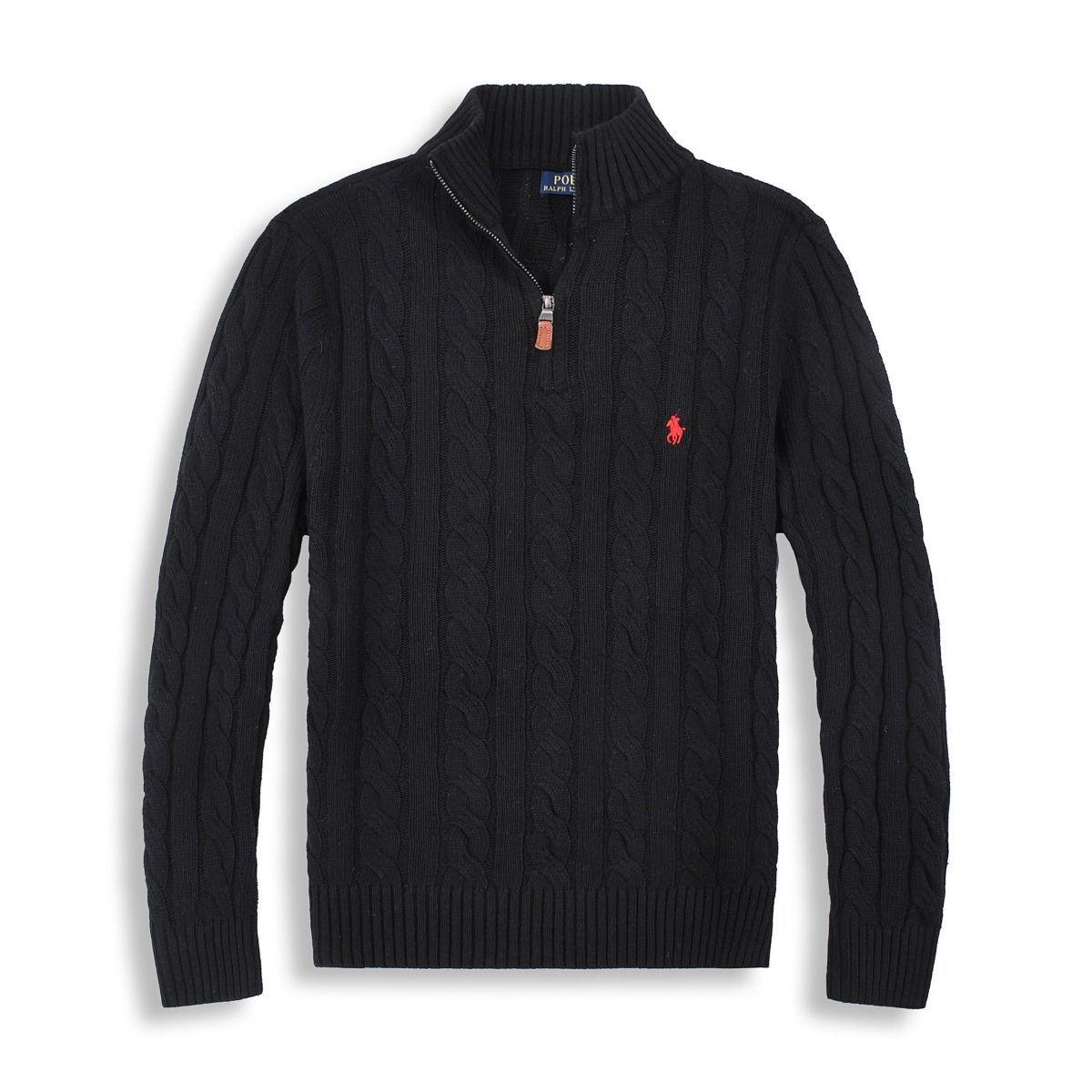 Ralph Lauren Stickad Tröja med Halv Dragkedja