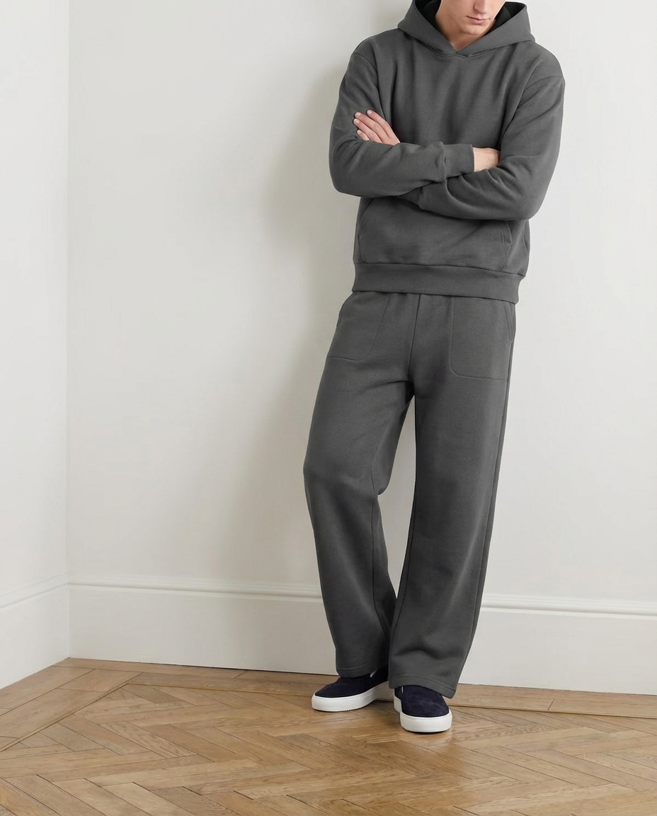 2-delat set med lös passform, huvtröja och joggingbyxor - Mörkgrå