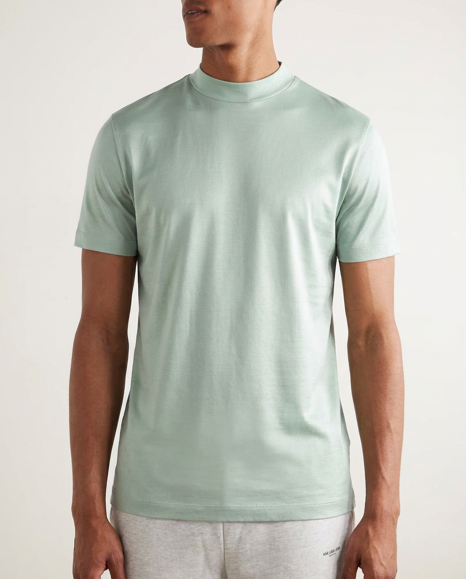 Glansig t-shirt med rund hals